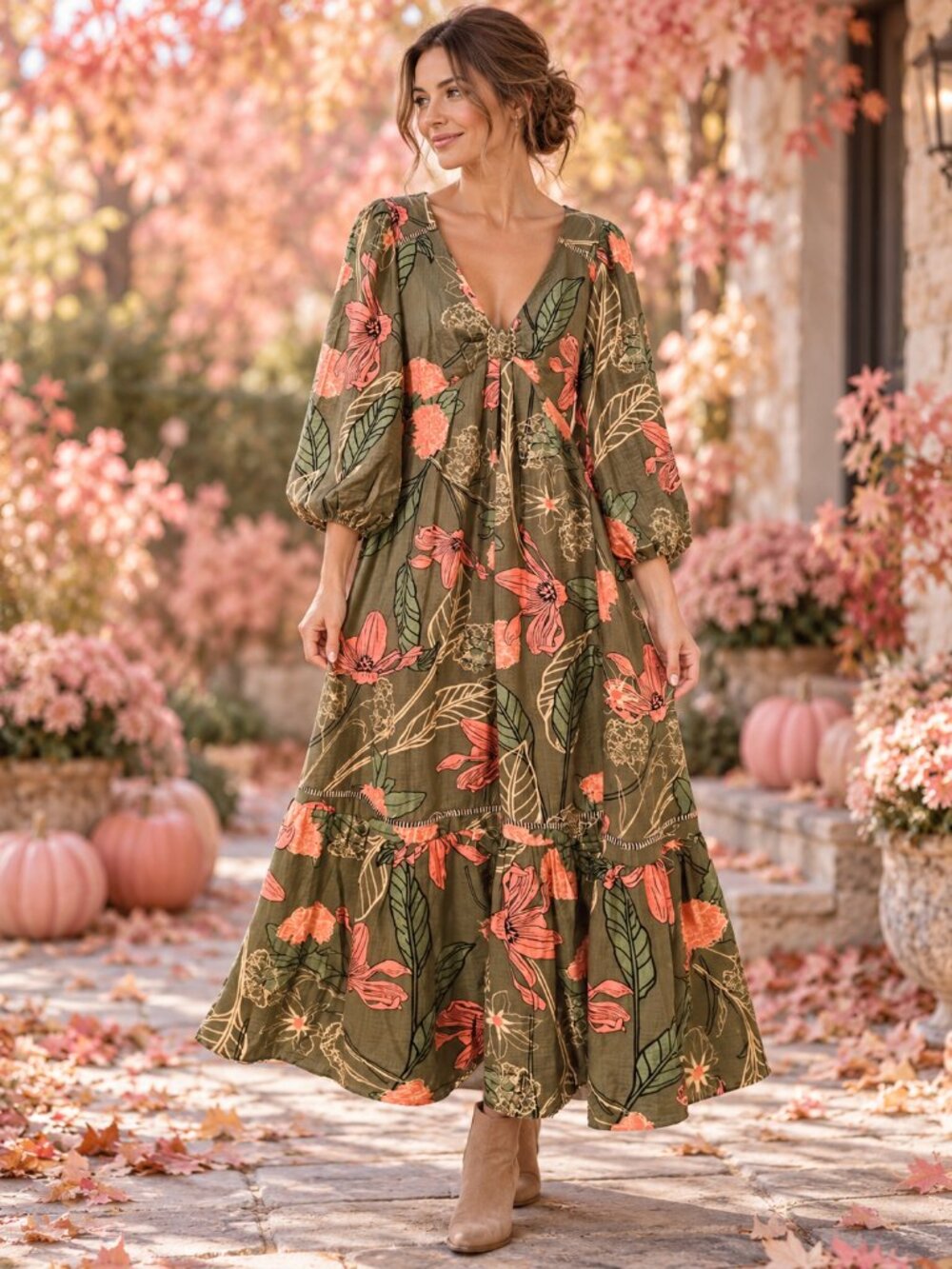Baltic Born size extra large olive green and pink dress